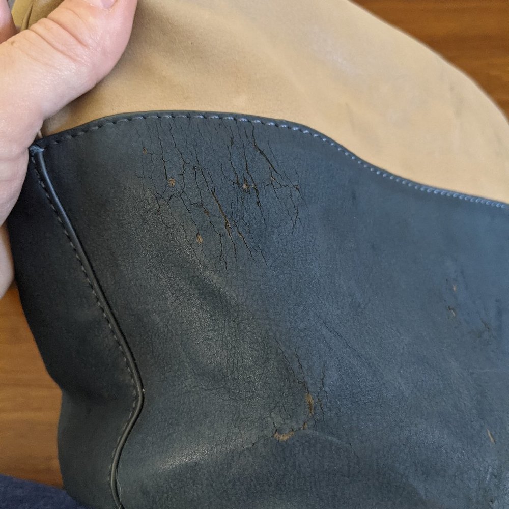 Free People Vegan Hobo Bucket Bag Tan & Blue - Picture 6 of 9